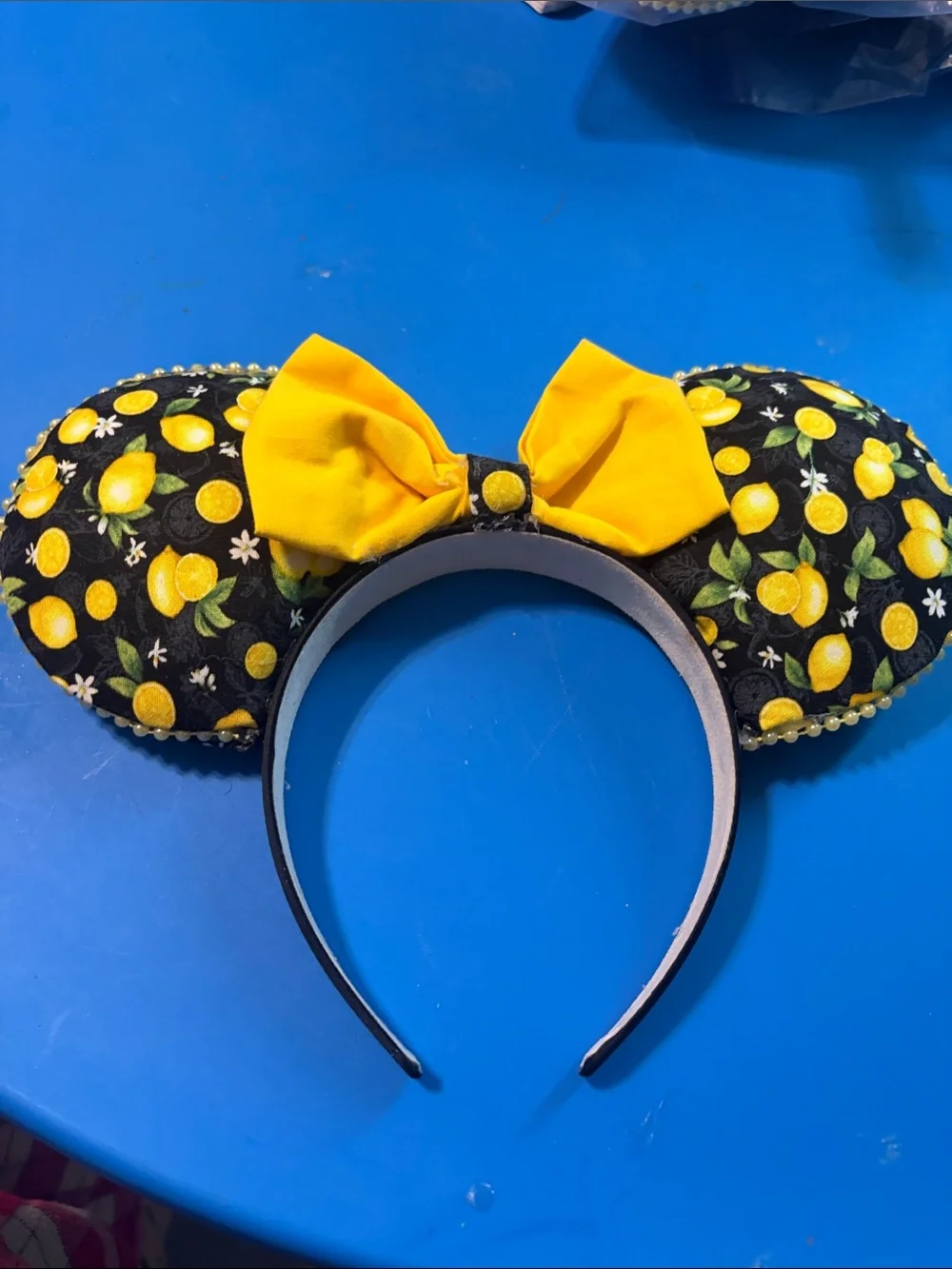 Yellow Lemon Print Kids Minnie Ear Headband - Unbranded